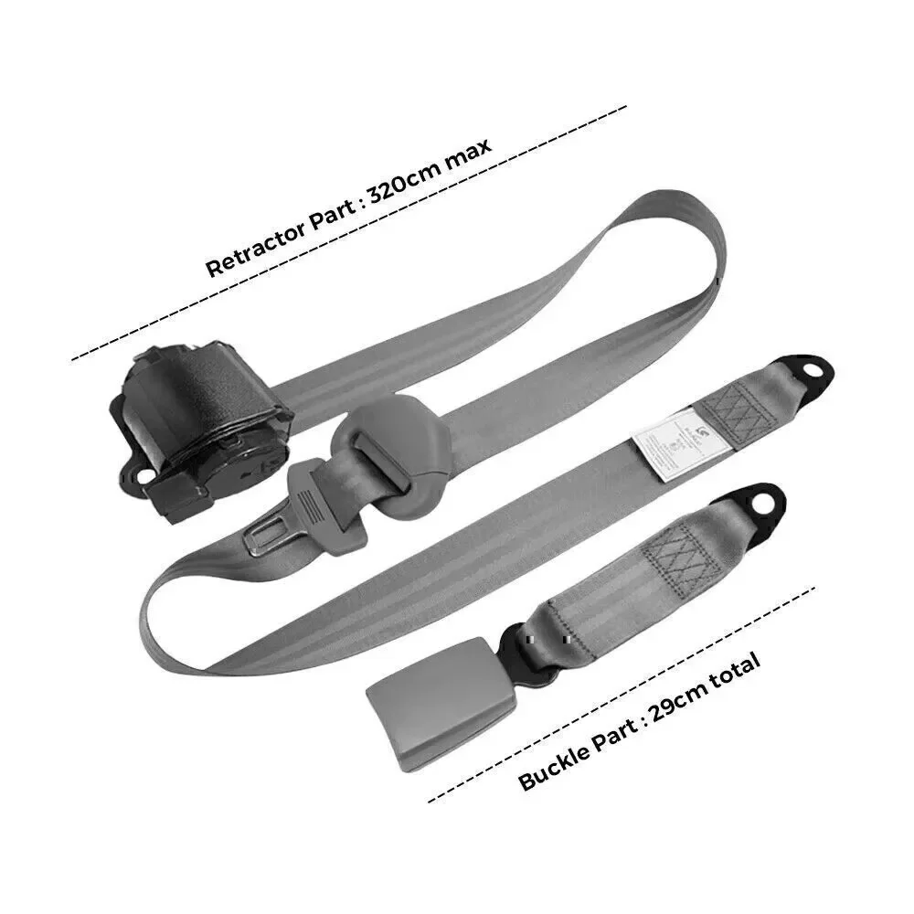 Seat Belt Front and Rear 3 Point Safety Strap Seatbelt Grey Fit For Toyota