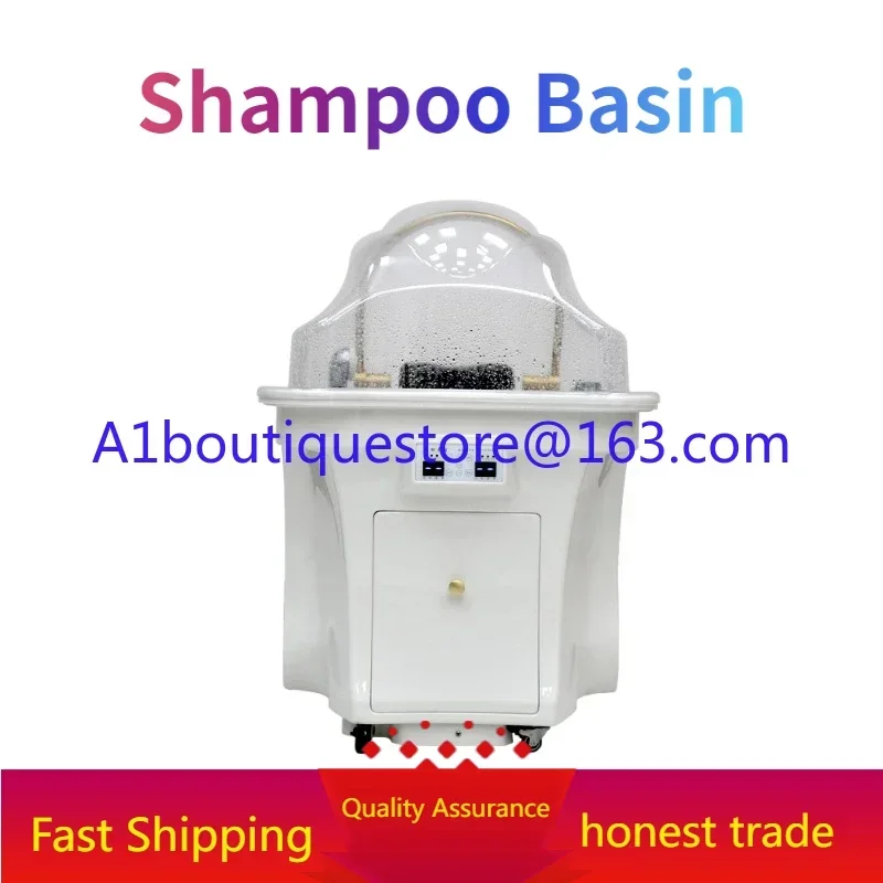 Movable hair treatment shampoo basin lying flat constant temperature water circulation fumigation shampoo bed