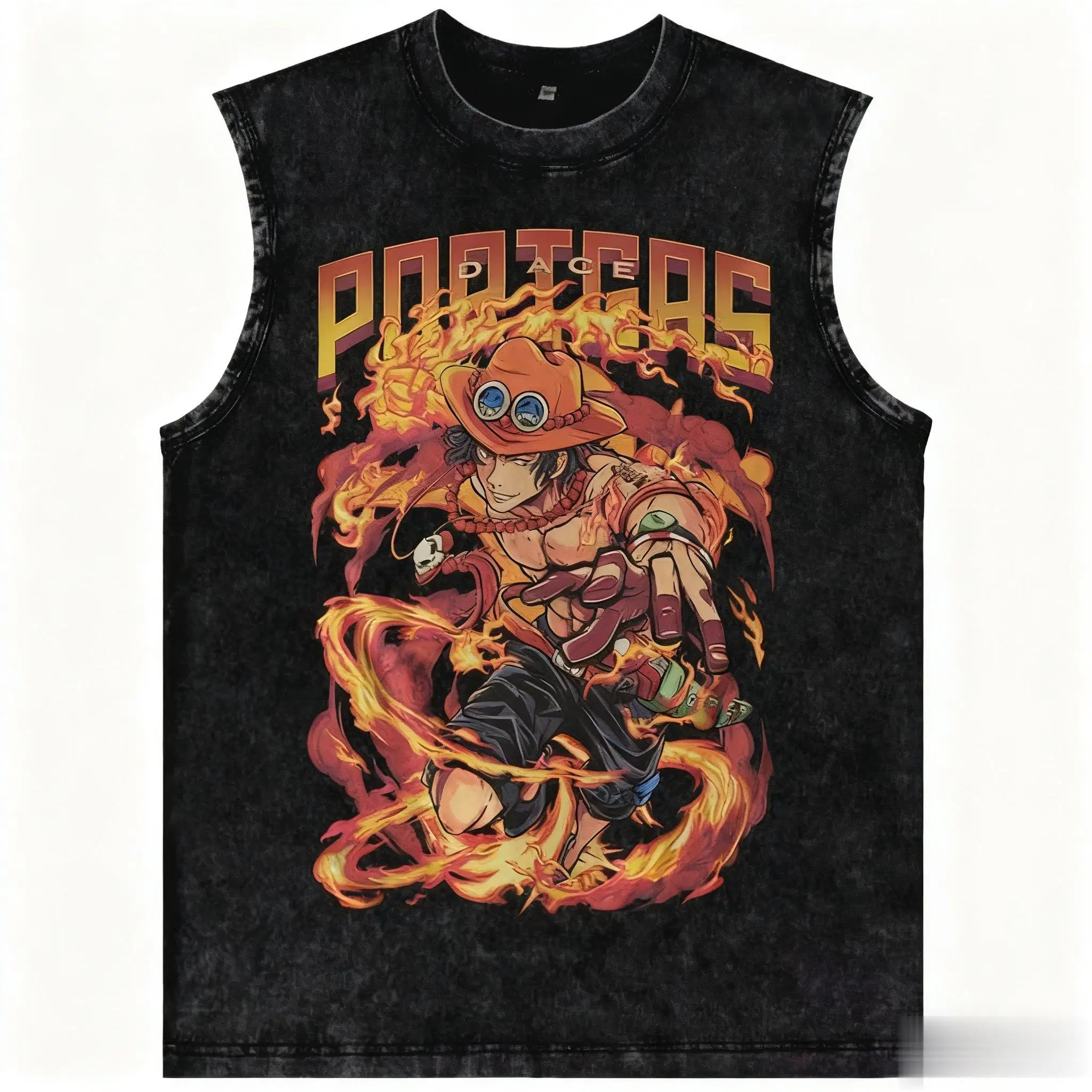Harajuku One Piece Anime Weste Männer Frauen Ärmelloses Shirt Vintage Gewaschen Tank Tops Lose Beiläufige Sommer Cosplay Y2k Streetwear