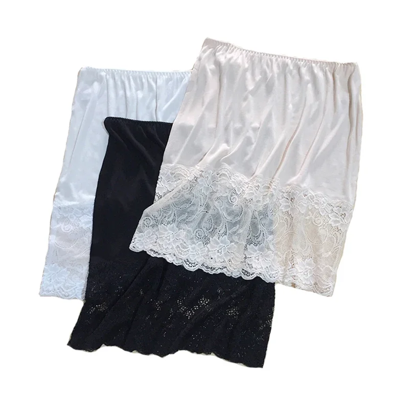 Natural silk Half Slips, Natural Silk women Lace slips solid nude white black basic style slip dress Anti emptied new underwear