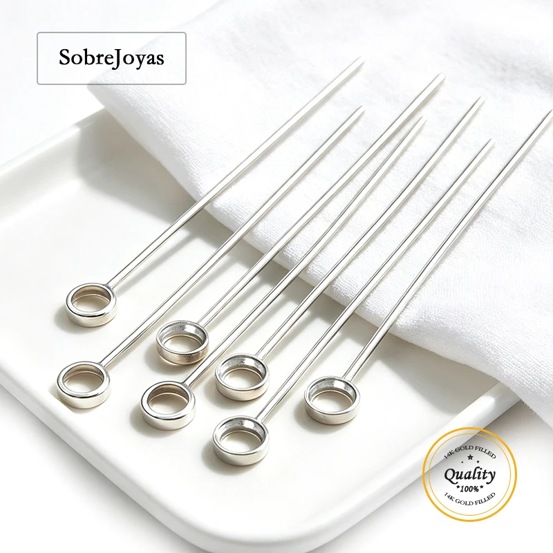 

3.0mm Bezel Headpin 925 Sterling Silver Eye Pins for Jewelry Making Undone Silver Pins with Thick 0.5mm Wire