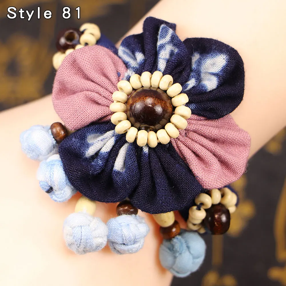 Andcool Ethnic Bracelet For Women Dance Performance Bracelet Flower Wrist Band Jewelry Gifts National Handmade Bohemian Bracelet