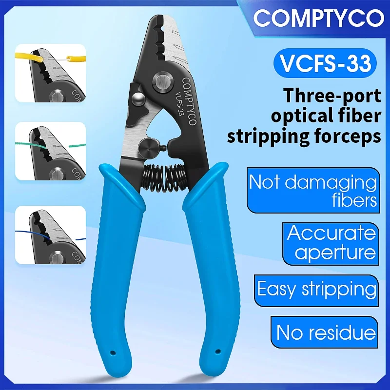 VCFS-33 Three-port Fiber Stripping Pliers Optical Fiber Stripper FTTH Tool Fiber Optic Wire Stripper