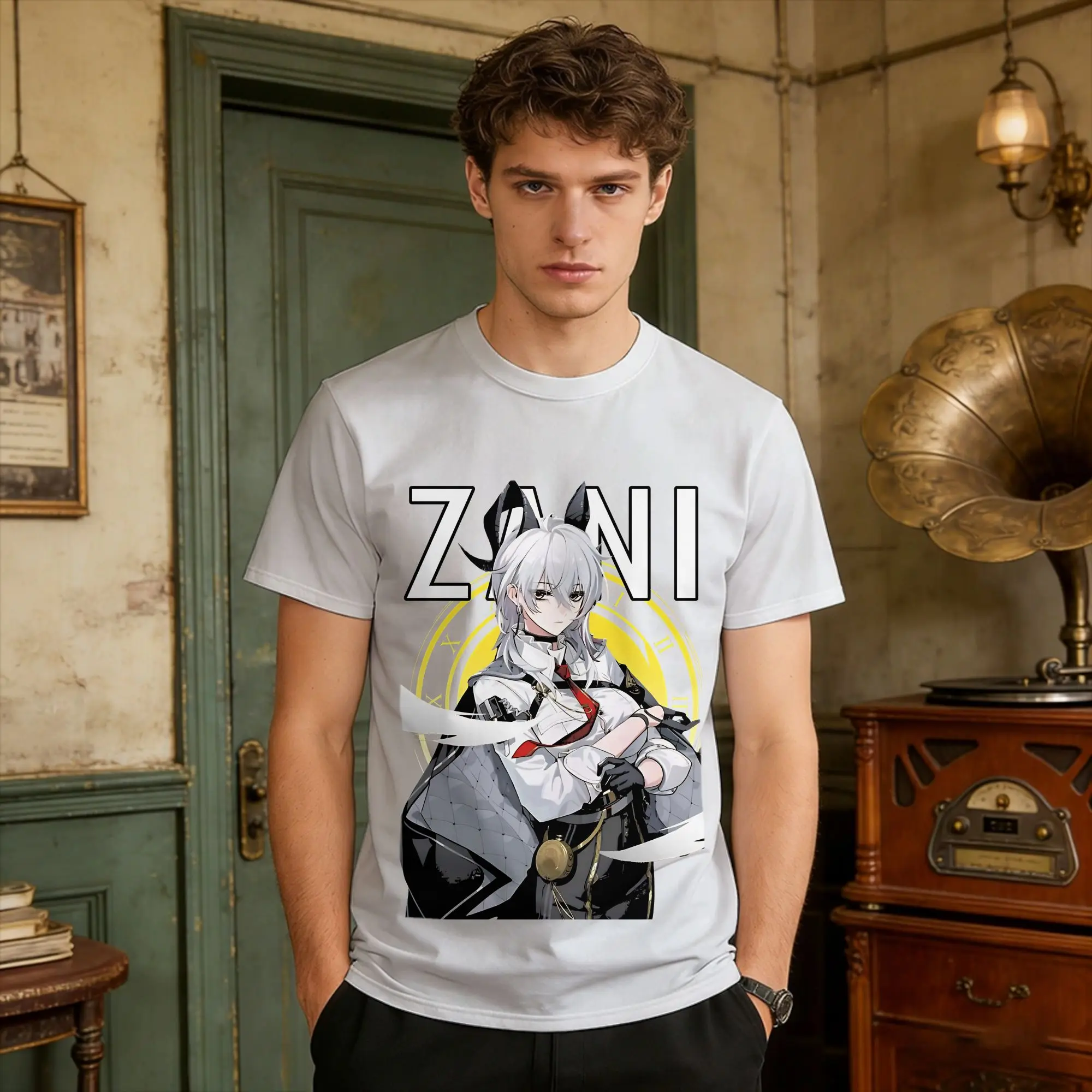 Vintage T-Shirt Zani Wuthering Waves 100 Baumwoll-T-Shirts Fan Zani Wuwa Hippie-T-Shirt für Männer Sommer Tolle Kurzarm-T-Shirts