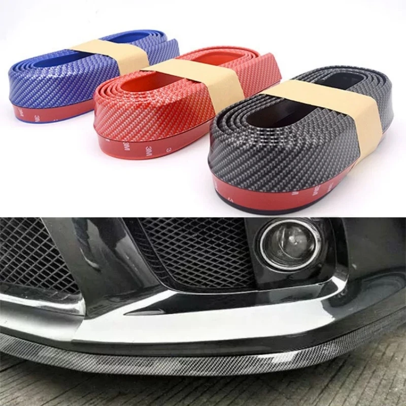 

Car Front Bumper Lip Carbon Fiber Rubber Universal Protector Bumper Lip Strip Spoiler Side Skirt Rubber Anti Scratch Protector