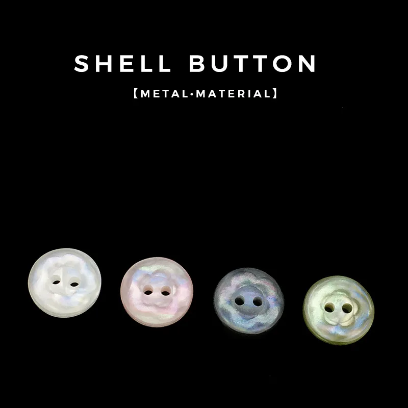 10pcs of Luxury Round Flower Buttons 2-Hole Pearl Pink Shiny Glossy Buttons for Shirts Cardigans Coats DIY Sewing Crafts