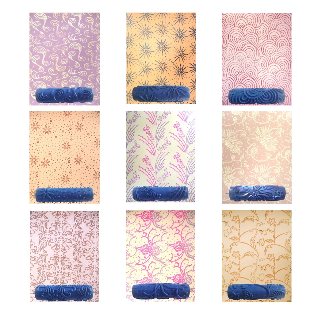 Decorative Wall Painting Roller Embossed Flower Rubber Roller for Interior Design and Renovation Projects