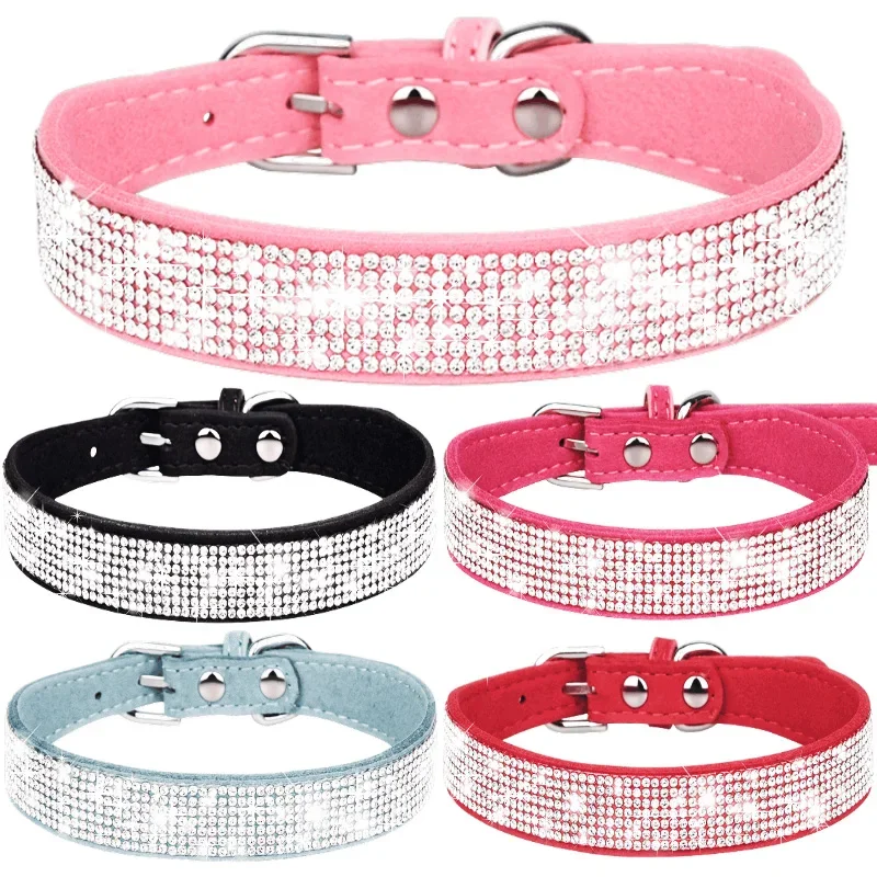Bling Rhinestone Puppy Cat Collars Adjustable Leather Bowknot Kitten Collar For Small Medium Dogs Cats Chihuahua Pug Yorkshire
