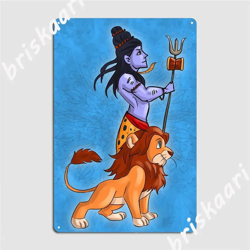 Lord Shiva And The Lion Metal Plaque Poster Cinema Kitchen Cinema Wall Decor Vintage Tin Sign Poster