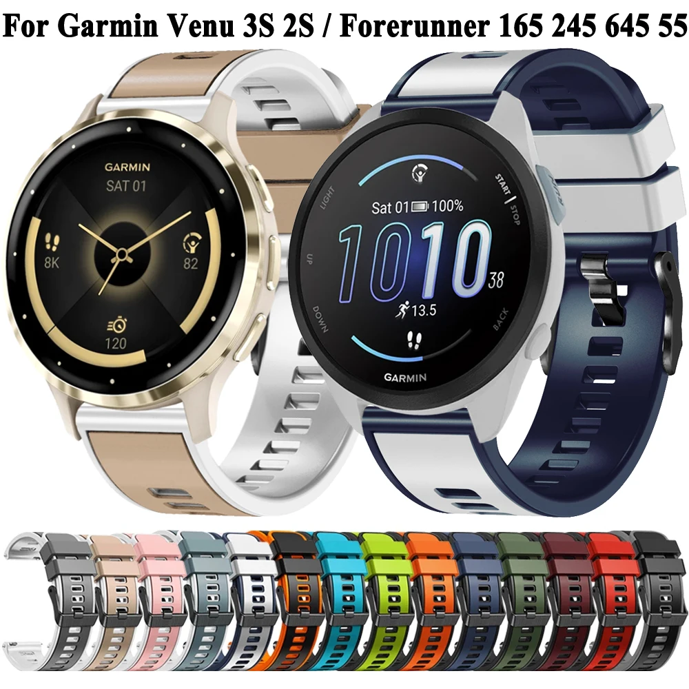 สายนาฬิกา18มม. 20มม. สำหรับ Garmin venu SQ 2S 3S vivoactive 4S Forerunner 165 645 245 55 vivoactive 3 5
