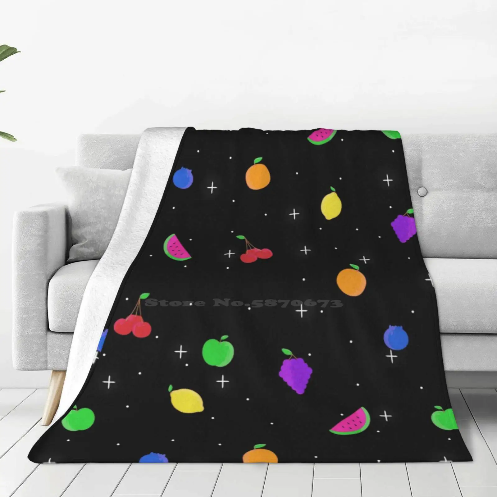 Space Froot Super Warm Soft Blankets Throw On Sofa/Bed/Travel Froot Fruit Space Rainbow Summer Kitschy Loud Bold Colorful