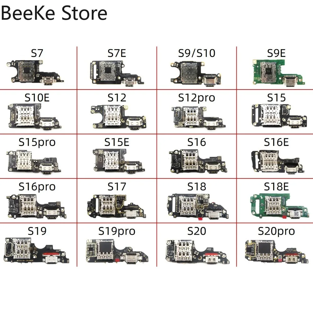 USB Charging Port For Vivo S15 S16 S17 S18 S19 S20 S30 S50 Pro S18E S19E Charger Jack Dock Board SIM Card Reader Plug Flex Cable