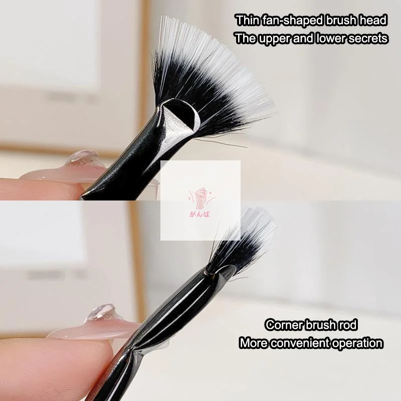 Mascara Fan Brush Scalloped Lash Brush Soft Bristles Foldable Eyelash Brush Folding Angle Eyelash Eyebrow Brush For Makeup Tool