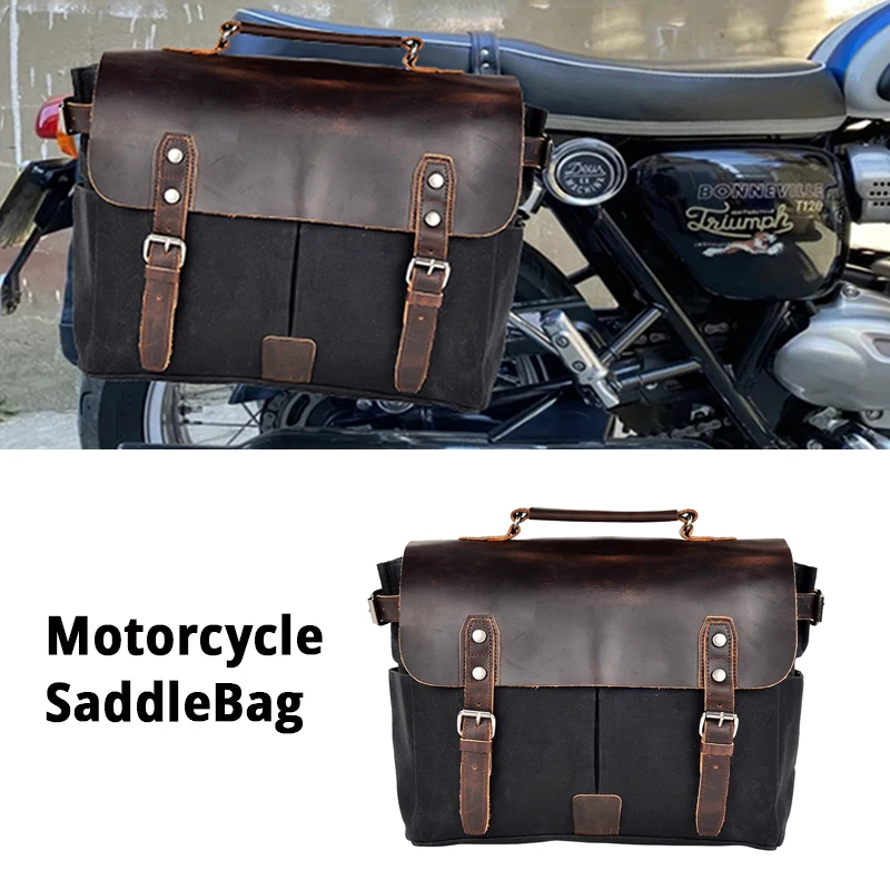 Vintage Men's Briefcase Laptop Messenger Bag Crazy Horse Leather Handbag Cowhide Retro Casual Style Motorcycle Side Bag