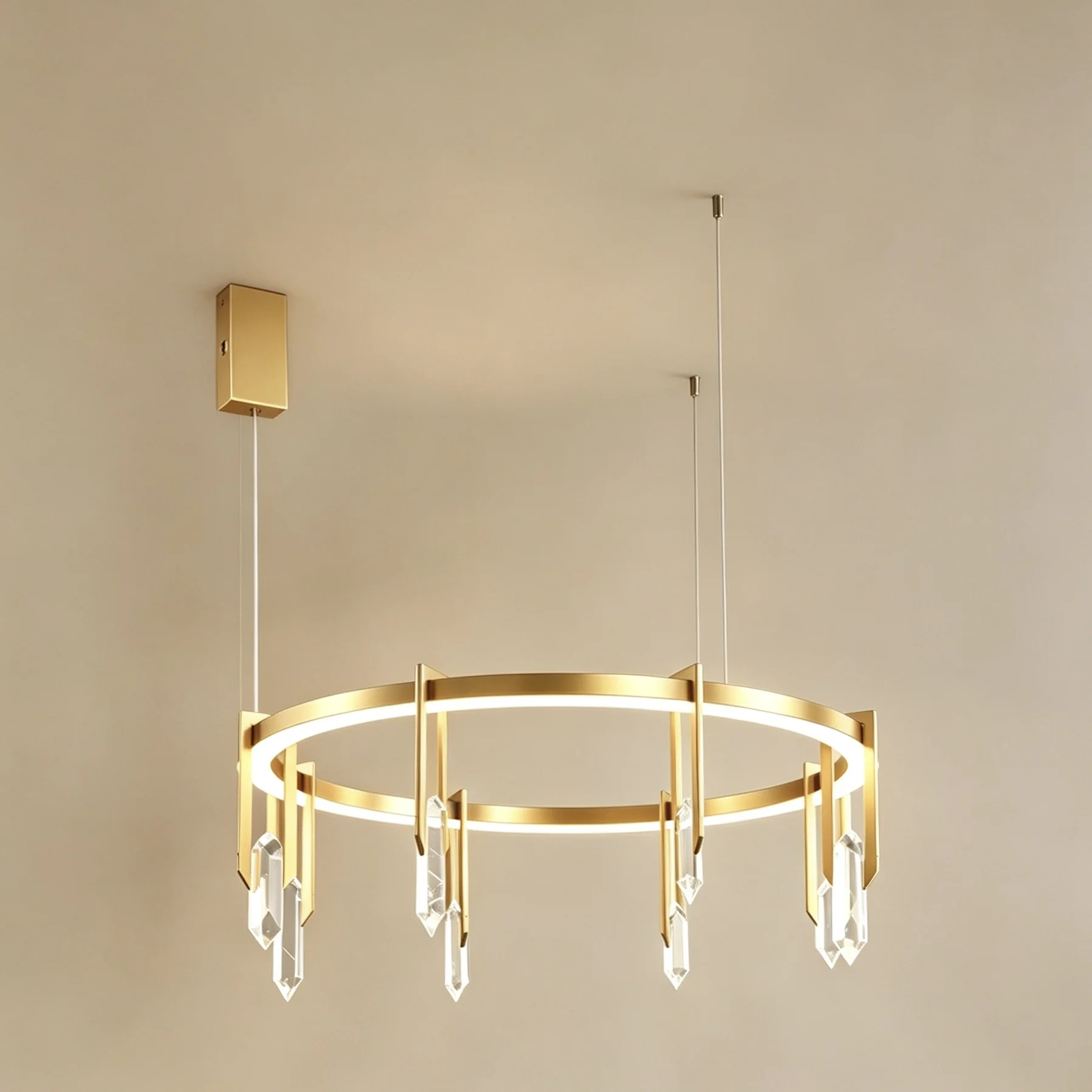 

Luxury Crystal Round Chandelier, Modern American Style, Suitable for Living Room Bedroom Dining Room Round Table
