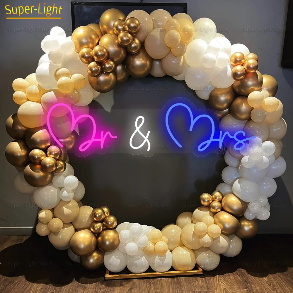 Imagem -02 - Personalizado Grande Led Acrílico Sinais de Neon Sr. e Sra Luz do Casamento Carta Placa Lâmpada de Decoração da Parede do Fundo Luz do Partido 75cm 30 Polegadas