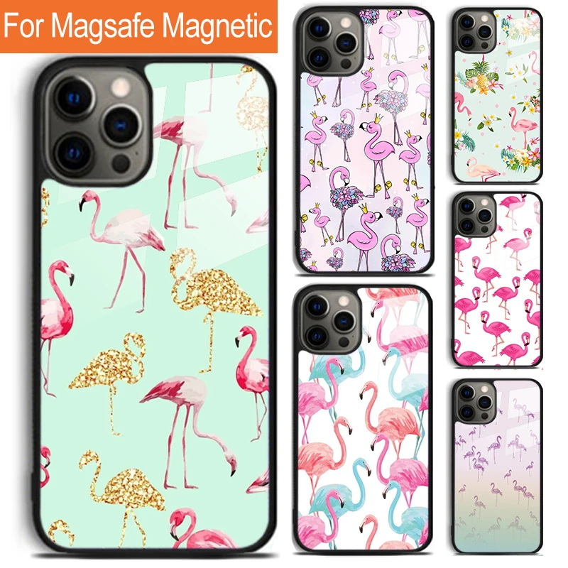 

Чехол для телефона с изображением фламинго для iPhone 17, Air 16, 15, 14, 12, Pro Max Plus Magsafe, магнитный чехол для беспроводной зарядки