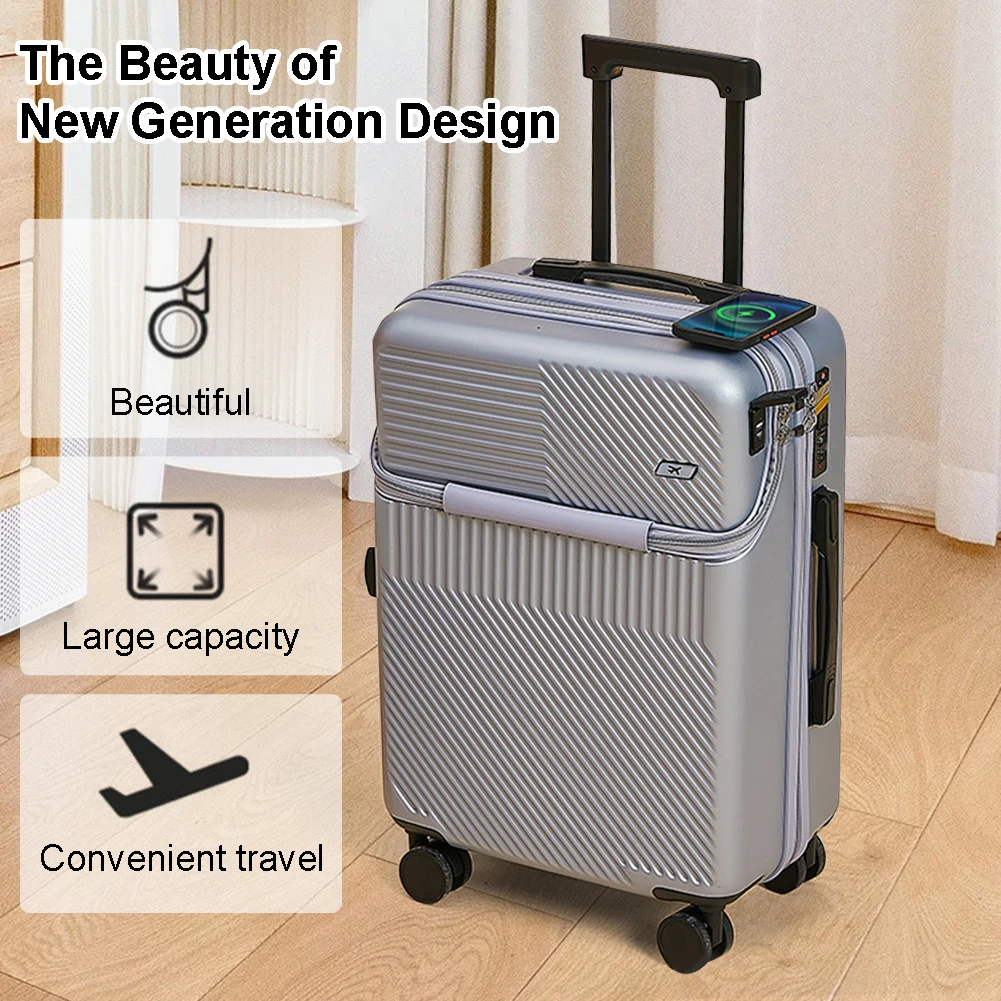 20 Inch Roller Trolley Case Travel Luggage with Wheels Cabin Suitcase Secure Password Lock Scratch-Resistant Hardside Suitcase