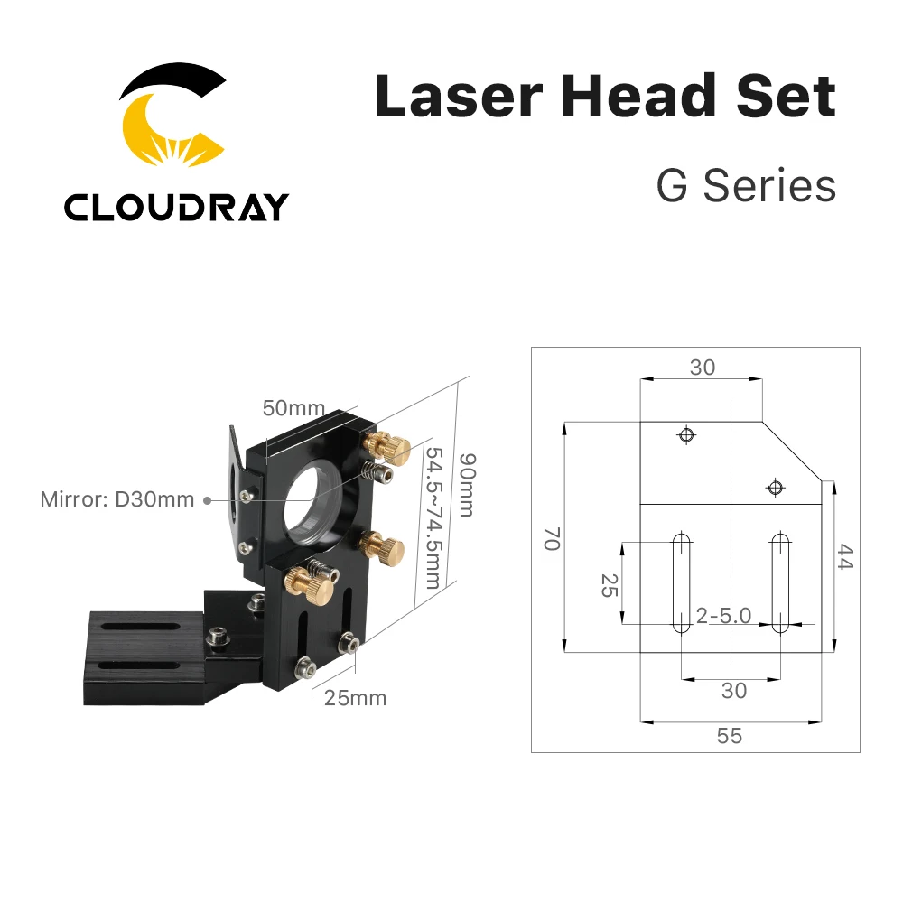 Cloudray CO2 Laser Head Set Mirror Diameter 30mm and Lens Diameter 25mm Focal Length 63.5&101.6mm for High Power Co2 laser Head