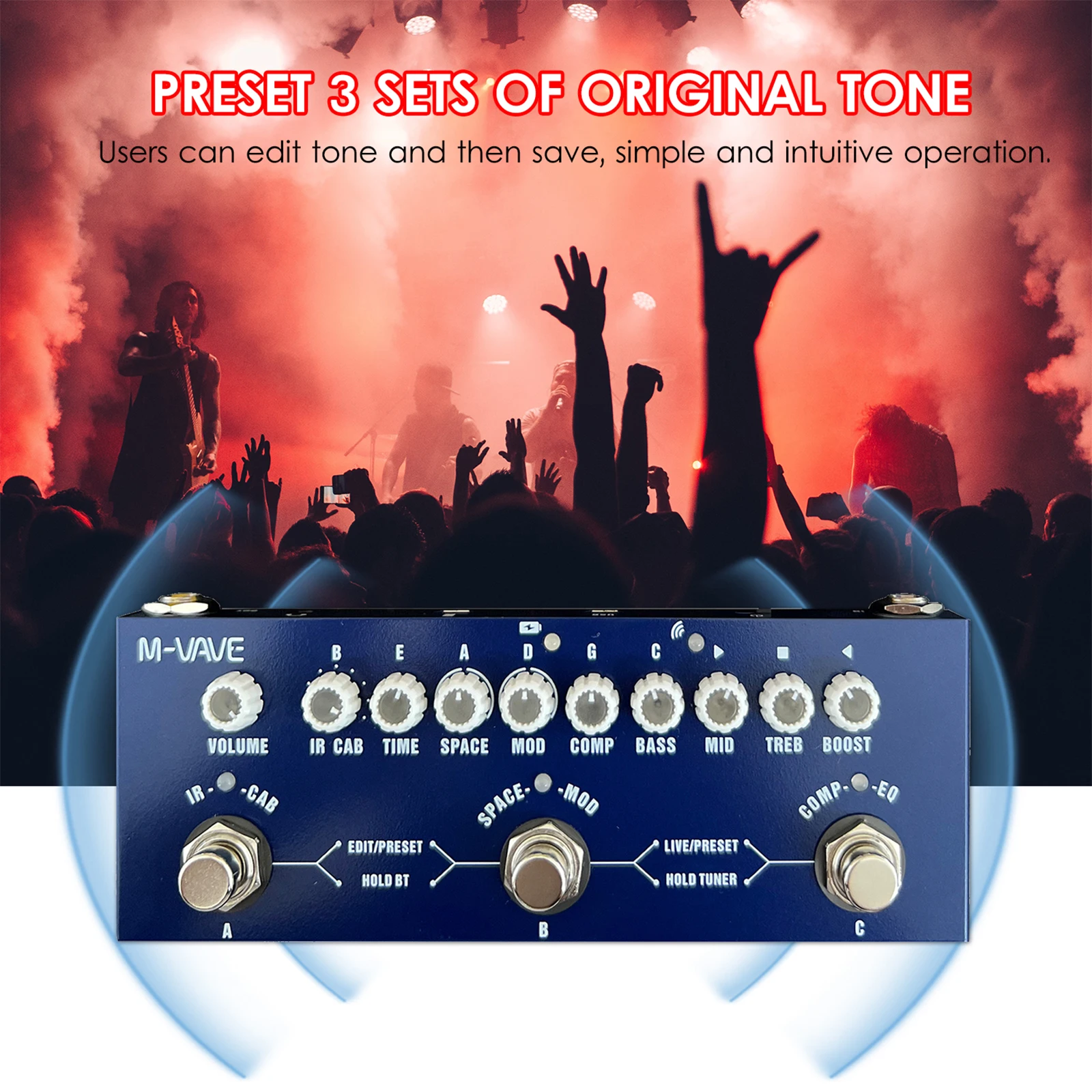 دواسة تأثير الجيتار الكهربائي المحمولة متعددة الوظائف من M-VAVE CUBE BABY مع واجهة تشغيل الموسيقى اللاسلكية من النوع C #6