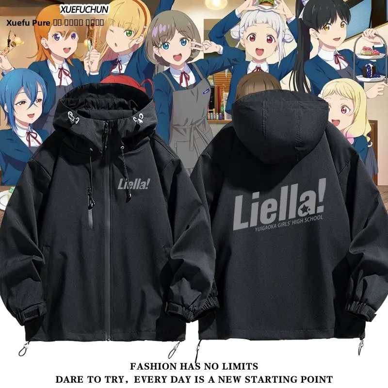 

LoveLive High Sakuya Jaet Outerwear ex Trendy Clothing Windproof Long Sve Zipper Closure Hooded Coat for Teens