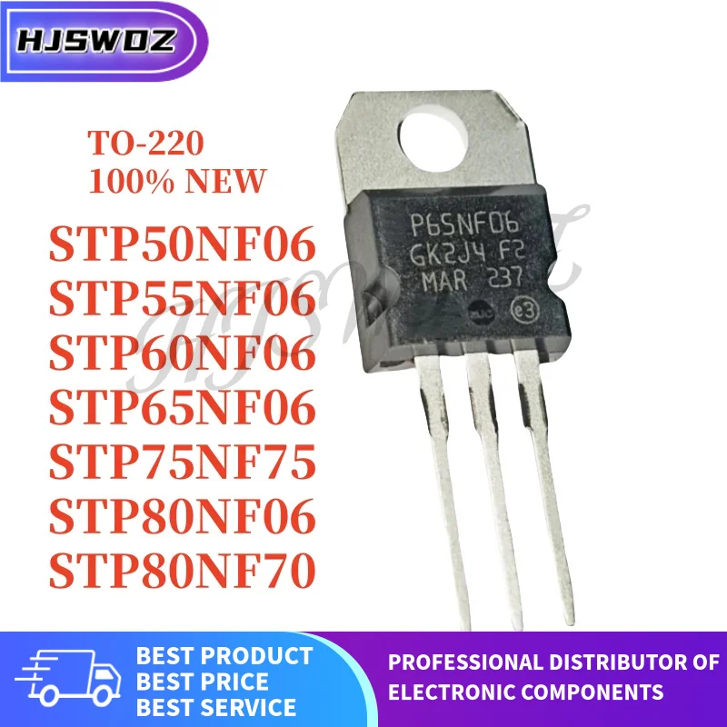 10 Uds nuevo STP50NF06 STP55NF06 STP60NF06 STP65NF06 STP75NF75 STP80NF06 STP80NF70 TO-220 transisitor MOSFET en Stock
