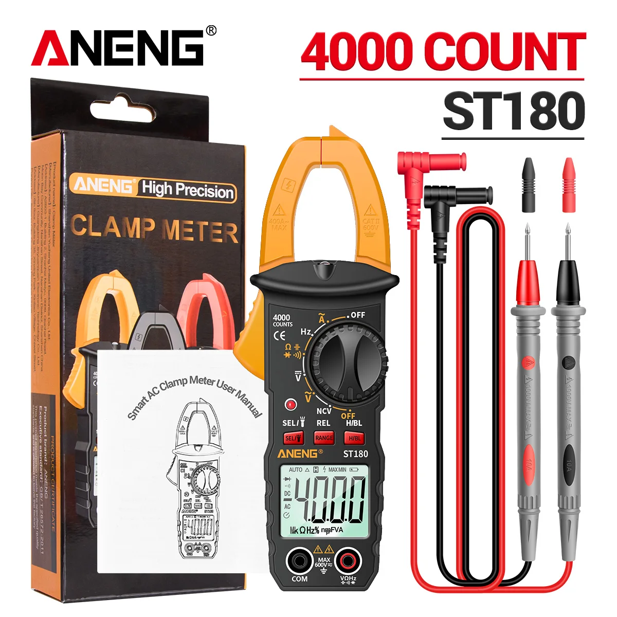 ANENG ST180 Digitale Stroomtang Multimeter AC/DC Spanningstester + B15 Inductie Tester Pen Professionele Elektricien Kit Tools
