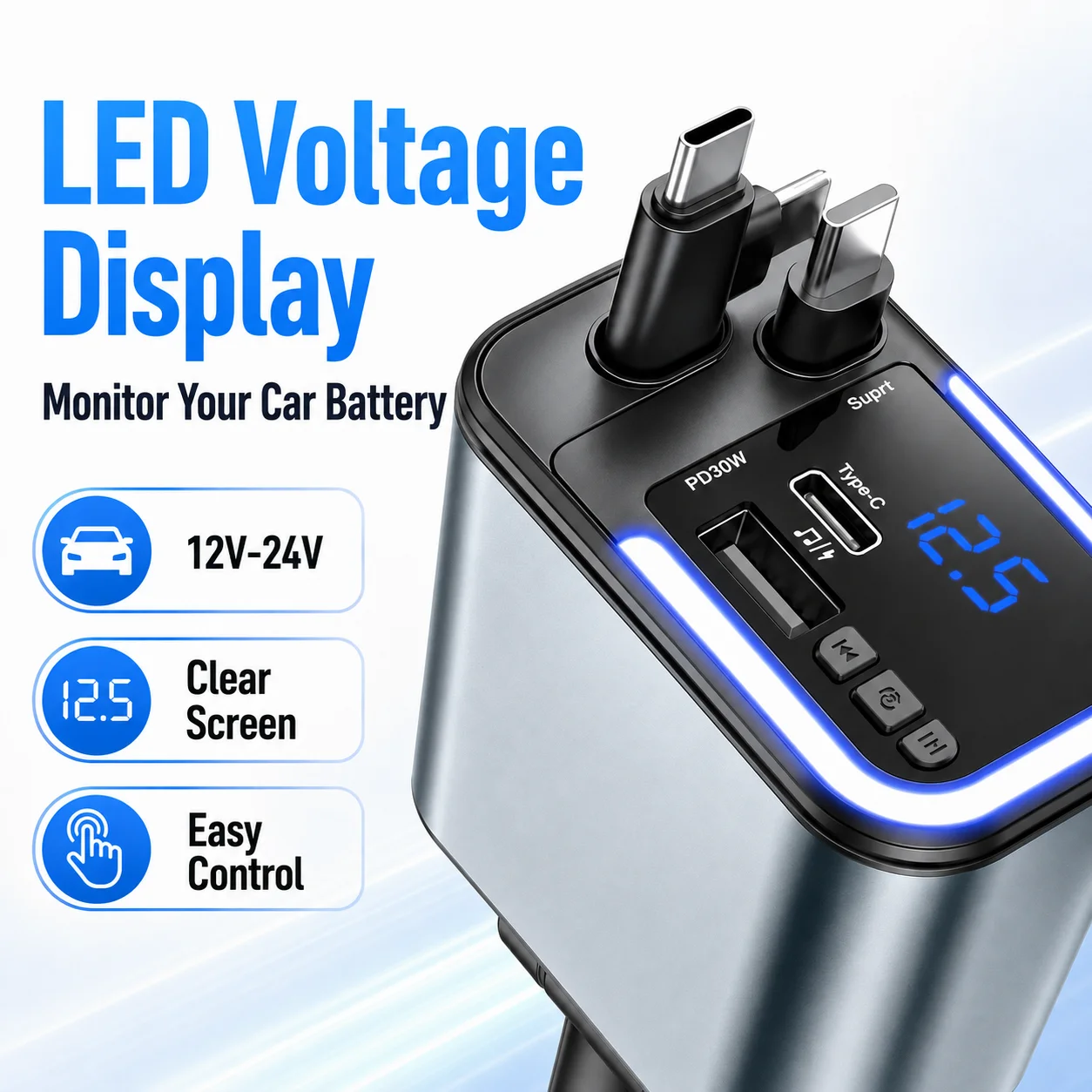 180W Car Charger with Dual Ret - Fast Charging Cable 评论和价格
