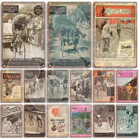 Vintage Bicycle Metal Sign Cycling Plaque Cyclisme Coppi e Bartali Raleigh Louison Bobet Fausto Coppi Francesco Moser Coppi