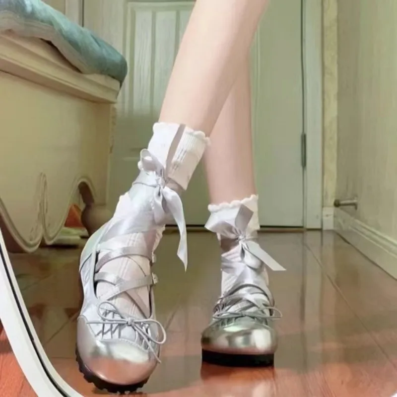 

Балетки женские с круглым носком, роскошные классические мягкие лоферы, повседневная обувь с бантиком, балетки на плоской подошве, 2024