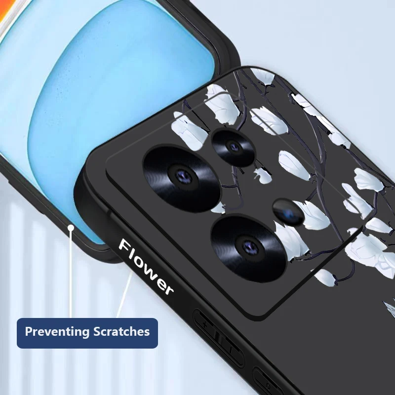 Funda de lujo con cordón de flor blanca para Xiaomi Redmi Note 13 12 11 10 Pro 4G 11s Poco F6 X6 X5 MMi 11 Lite 5G NE 11T 13 Pro