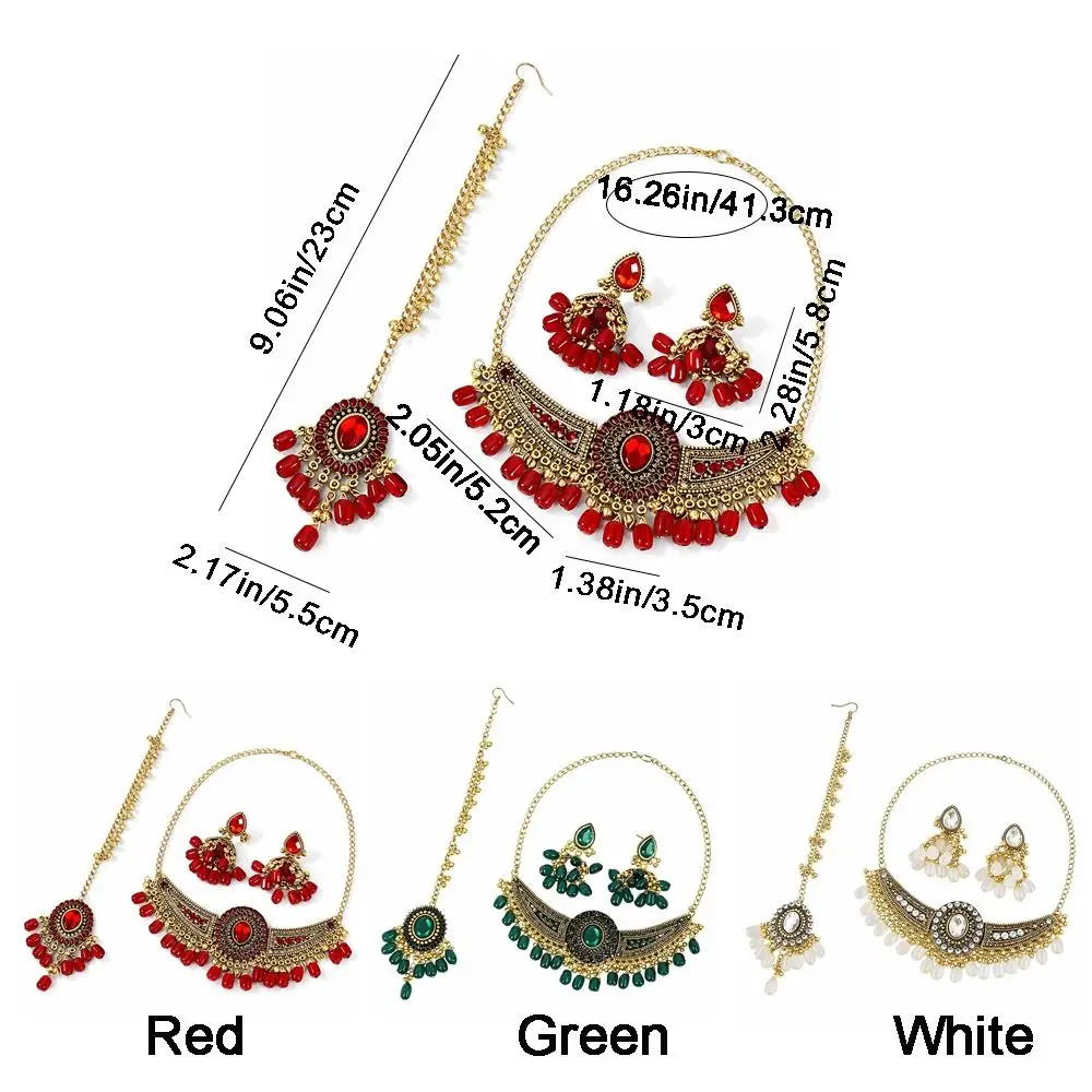 Alloy Tassel Wings Shaped Jewelry Sets Indian Style Exquisite Rhinestone Jewelry Set Shining Tassel Necklace Indian Bridal view 6