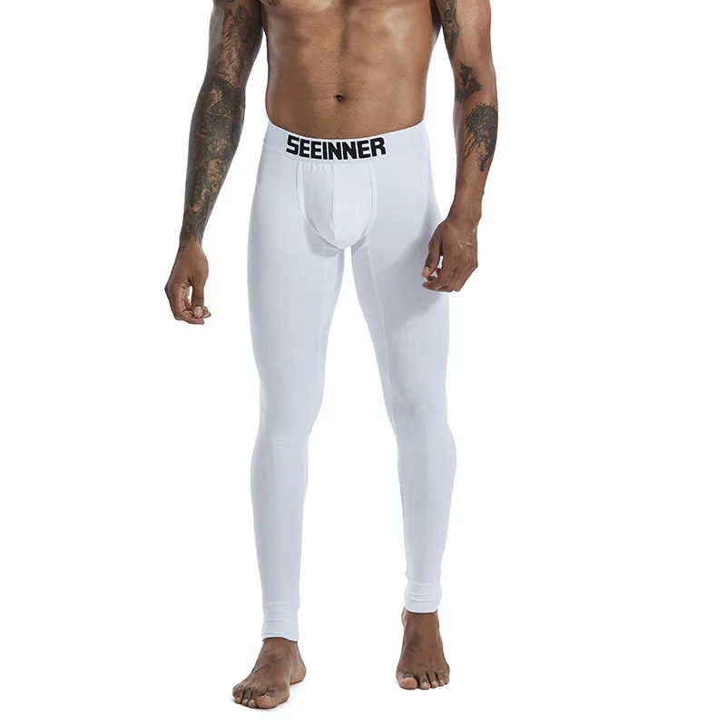 Herren dünne Herbst hose für junge gekämmte Baumwolle einfarbig Slim Fit Basic Leggings warme kälte beständige kurz geschnittene Thermo-Unterwäsche