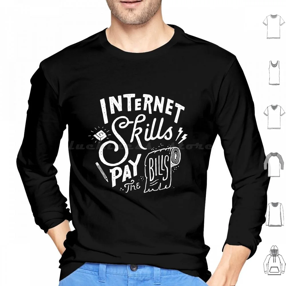 Pay The Bills Hoodies Long Sleeve Funny Typography Lettering Black White