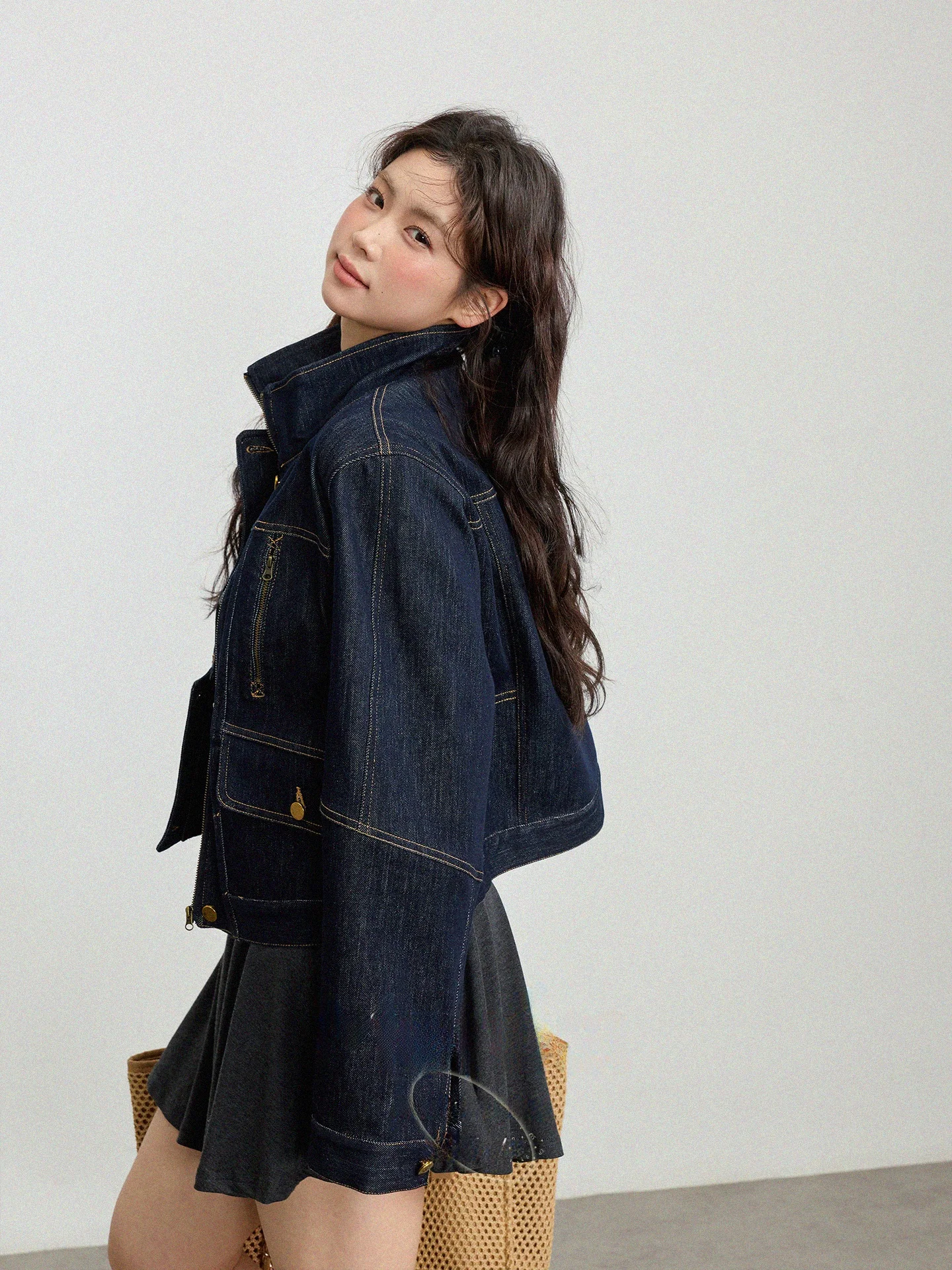 

plus Size Blue Denim Jacket Retro Design Casual Spring Fashion High Waist Straight Cut Cotton Blend Outerwear for plus Size W...