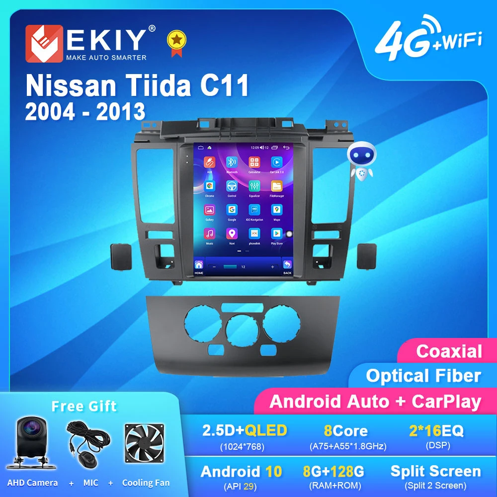 EKIY TT7 For Nissan Tiida C11 2004 - 2013 For Tesla Style Screen Car Radio Multimedia Video Player Navi GPS Auto No 2 Din DVD HU