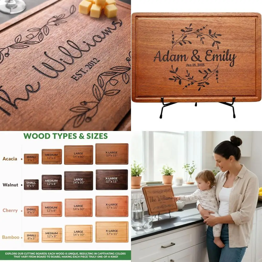 

Custom Engraved Wooden Charcuterie Board - Perfect Valentine's Day, Housewarming Gift for Couples, Family, Friends, and Moms