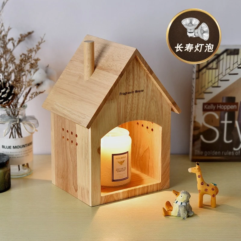 Creative luxury decoration wooden wax melting lamp bedroom bedside aromatherapy wax melting lamp gift desk lamp retro