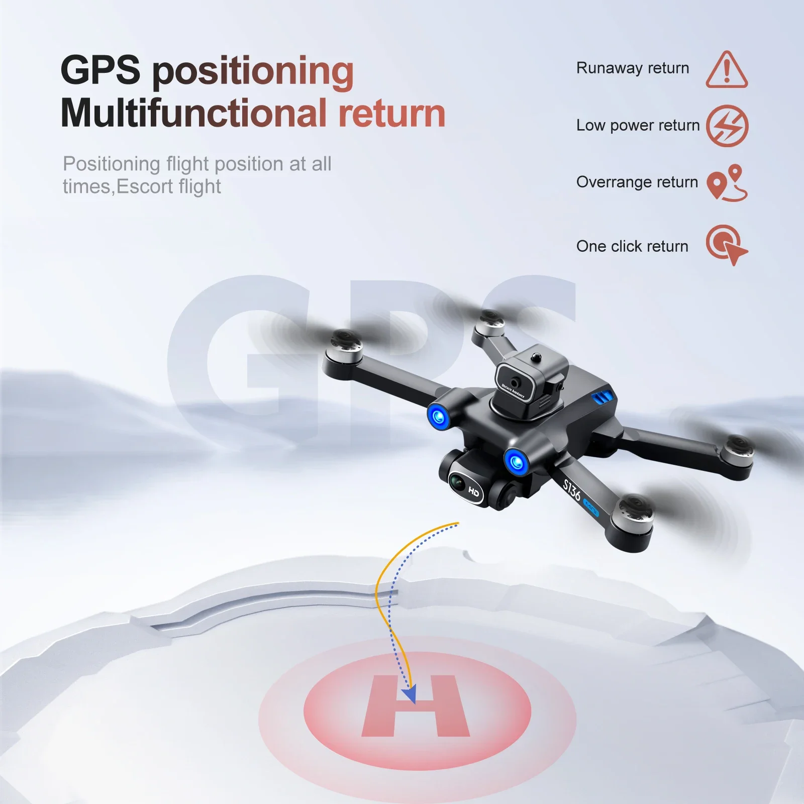 S136 Professional Obstacle Avoidance 4K HD Dual Camera Rc Drone Brushless 5G Aerial Photography GPS Return Helicopter Dron