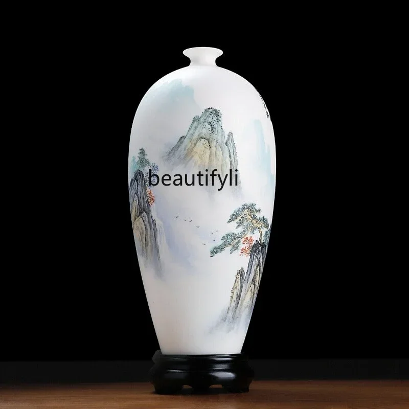 

cc182Suet jade porcelain ceramic hand-painted vase ornament new Chinese living room bogu frame ornament R