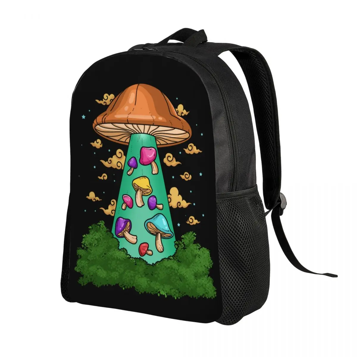 Ufo Shrooms Backpack for Boys Girls Magic Mushroom Psilocybin College School Travel Bags Women Men Bookbag Fits 15 Inch Laptop