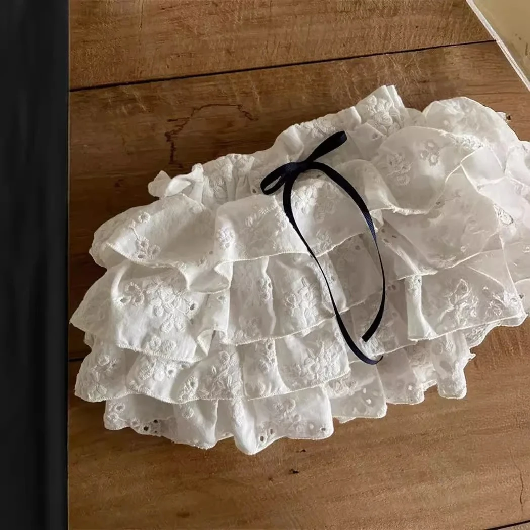 

Newborn Toddler Layered Skirt Cotton Infant Girl Cute Bow Princess Skirts 2025 Summer New Baby Girl Lace Embroidered Skirts