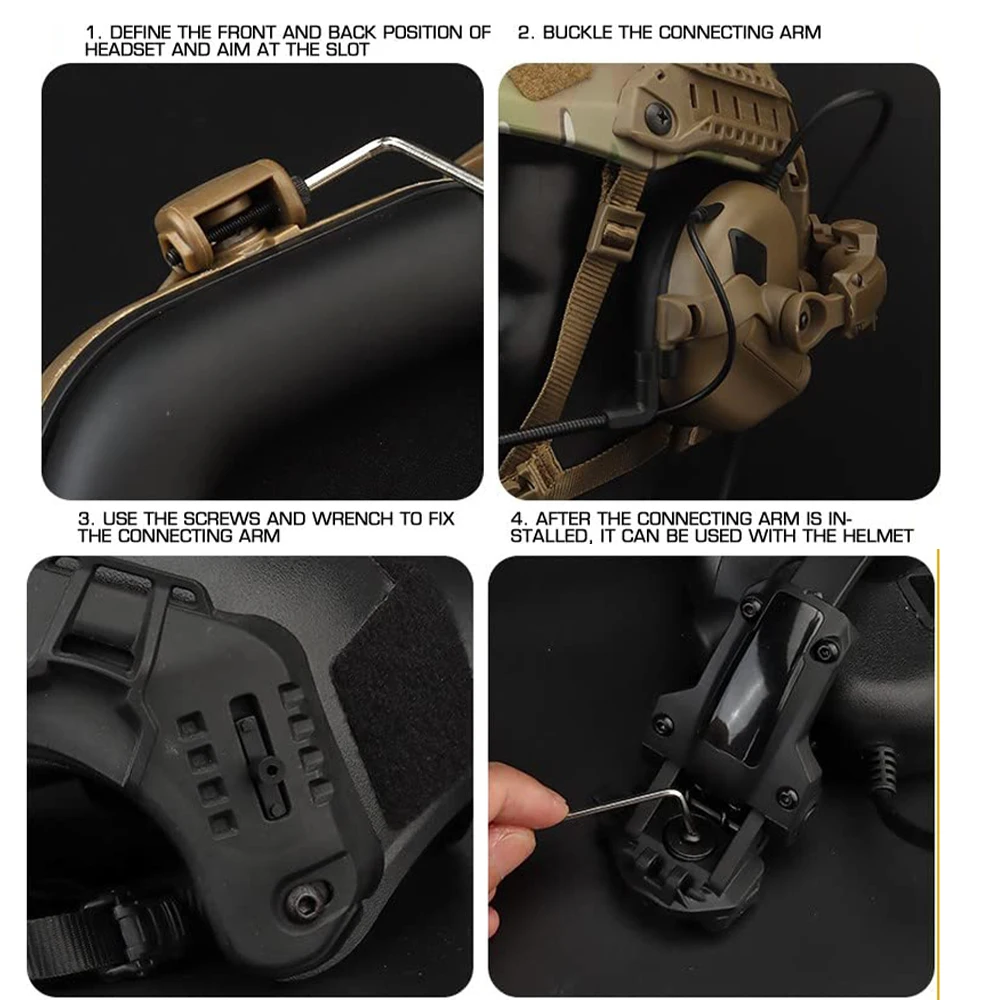 Tactical Helmet ARC Rail Adapter for M31/M32 Headsets, Airsoft Headset Helmet Bracket Kit, Hunting Rotation Headphones Holder