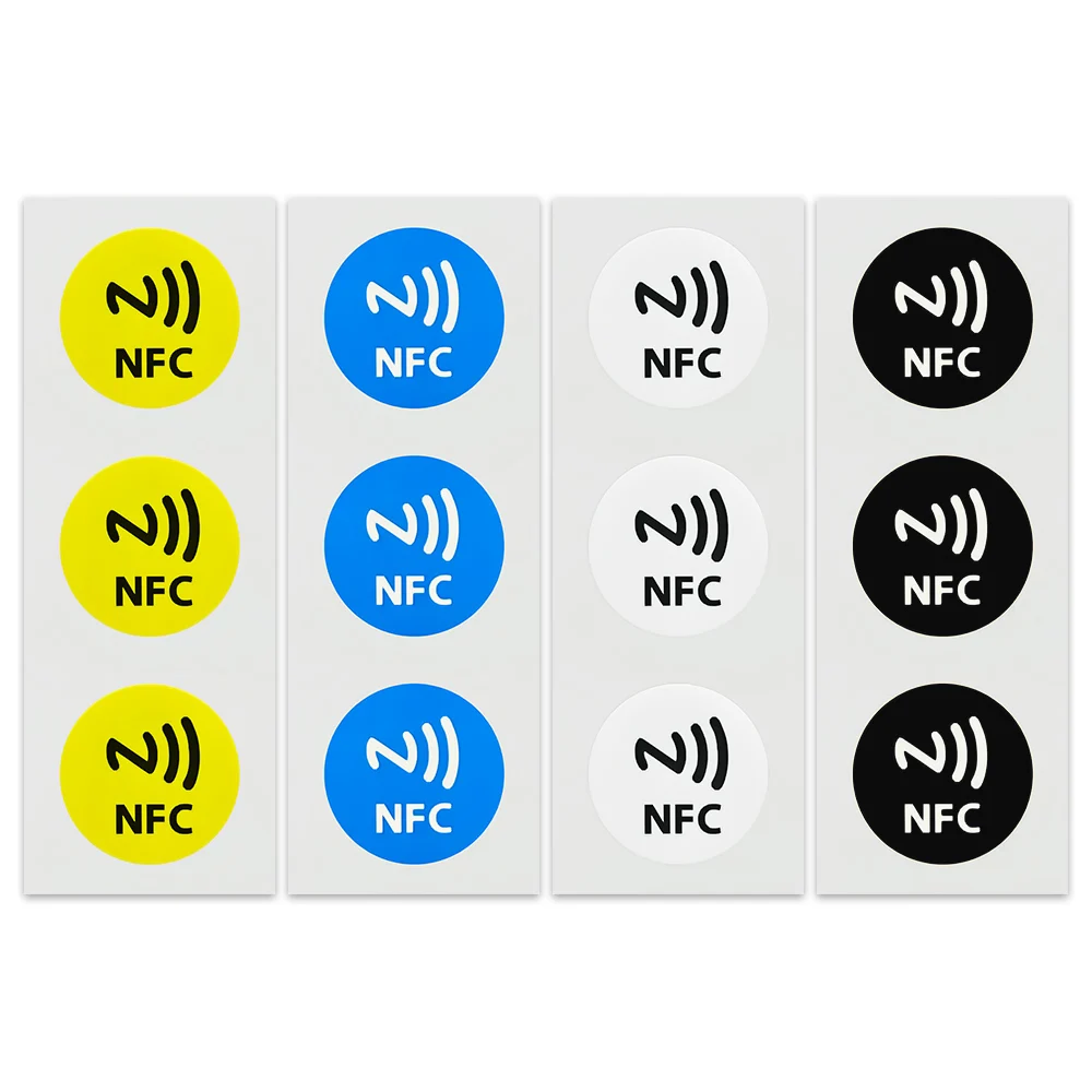 NFC Stickers 30mm Rotundity 13.56MHz 504Bytes NFC215 Universal Label RFID Smart electronic Tags for All NFC Phones Color nfc tag