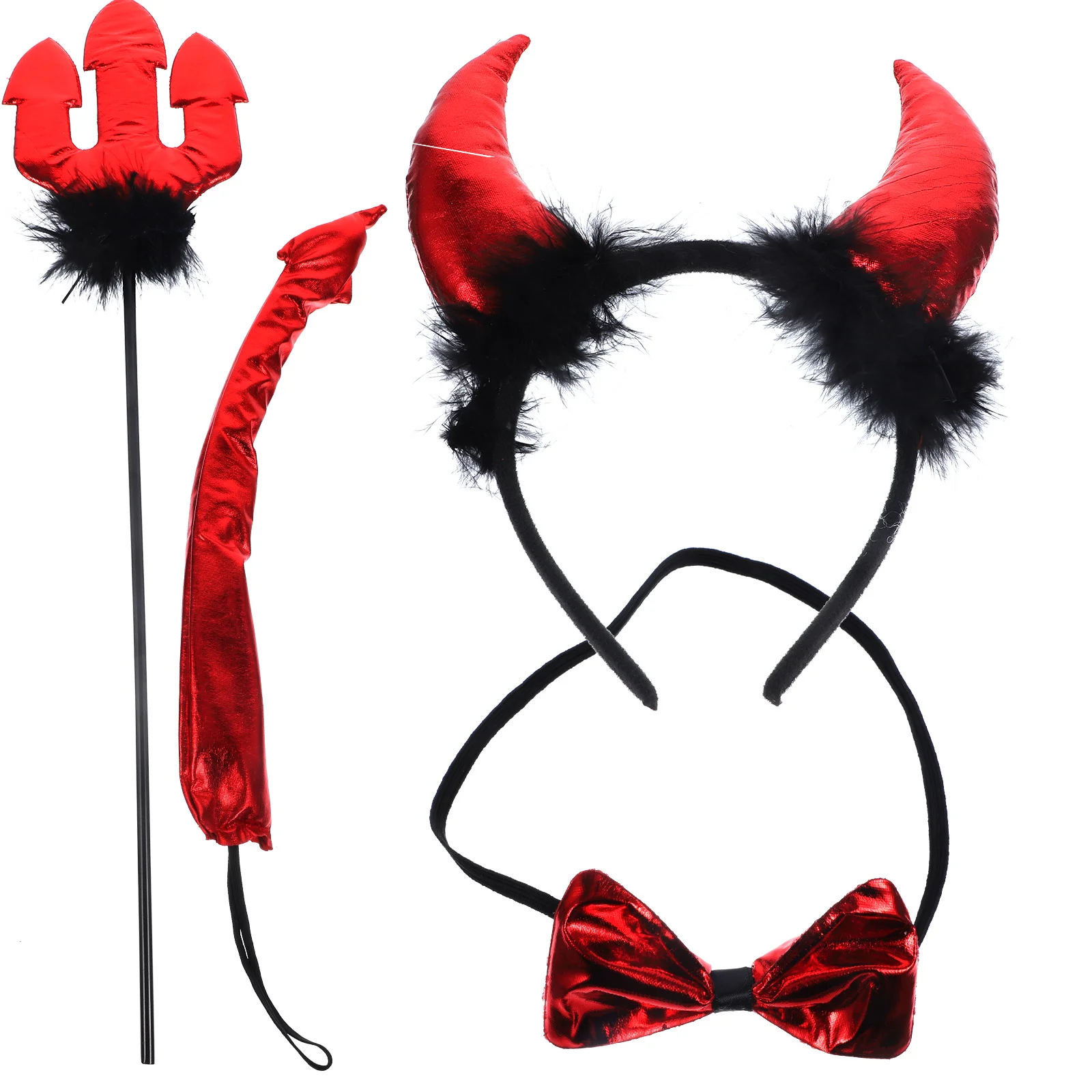 1 ensemble diable Cosplay Costume ensemble queue bandeau nœud papillon Halloween fête habiller enfant accessoires diable bandeau Cosplay Costume