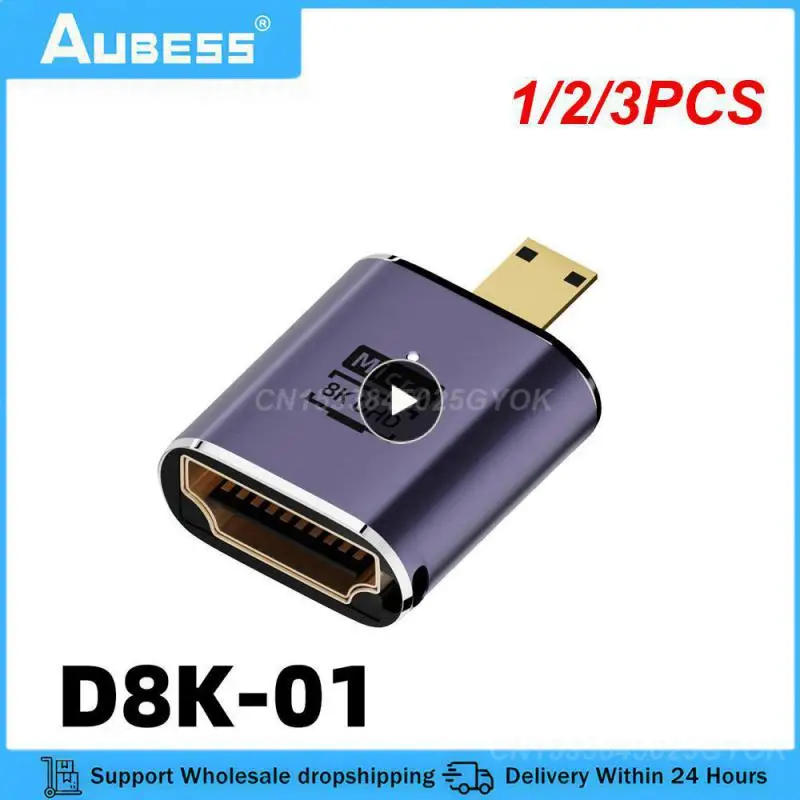 1/2/3PCS Mini HDTV Male to HDMI-compatible 2.1 Female Extension Adapter 360 Degree Angled U-shaped Converter 4K 8K 60Hz