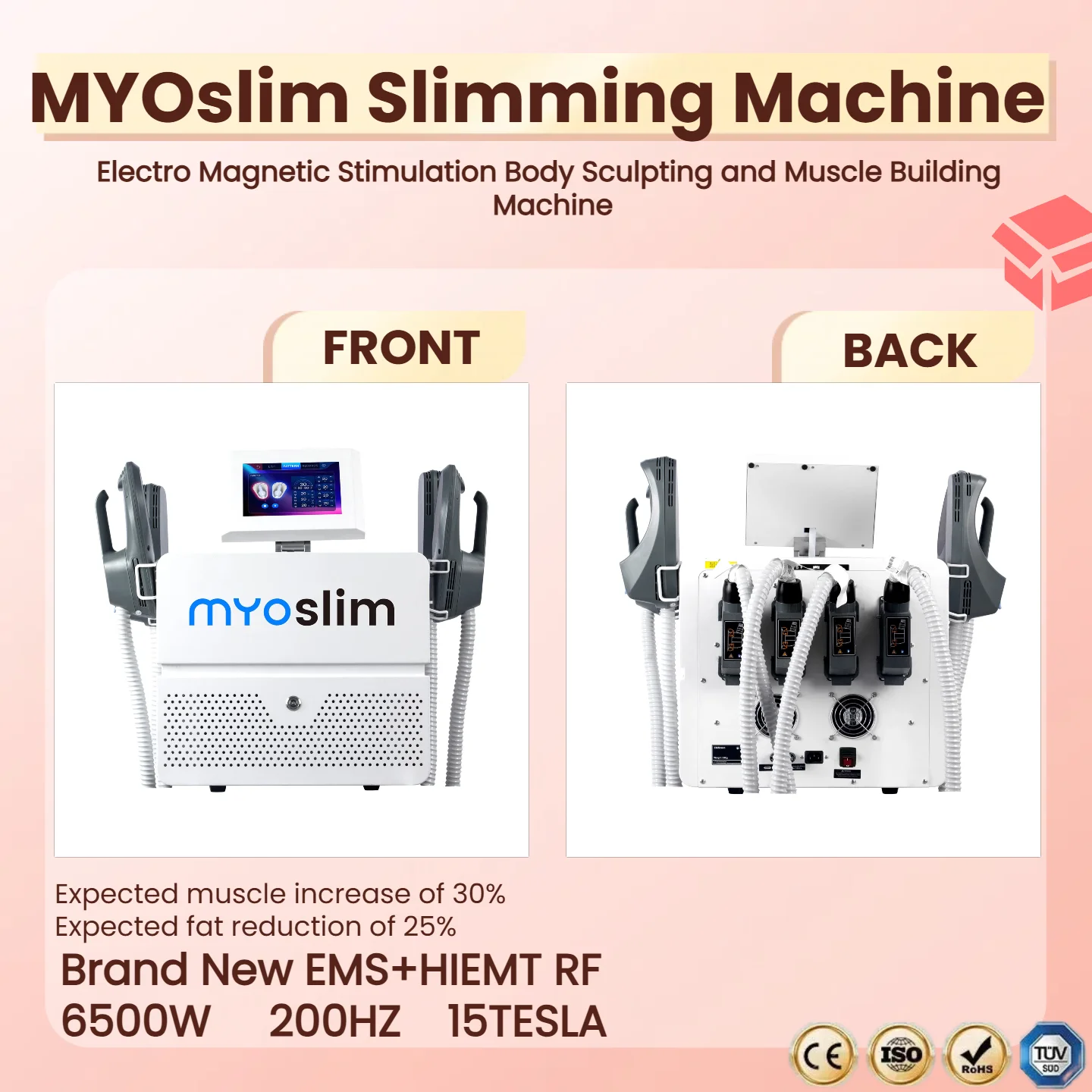 

MYOslim для похудения и наращивания мышечной массы 200 Гц 6500 Вт 4/5 ручек Hiemt RF электромагнитная стимуляция машина