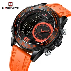 NAVIFORCE Fashion Watch For Men Silicone Strap Sport Quartz Digital Dual Time Wristwatch Luminous Waterproof Chronograph Clock