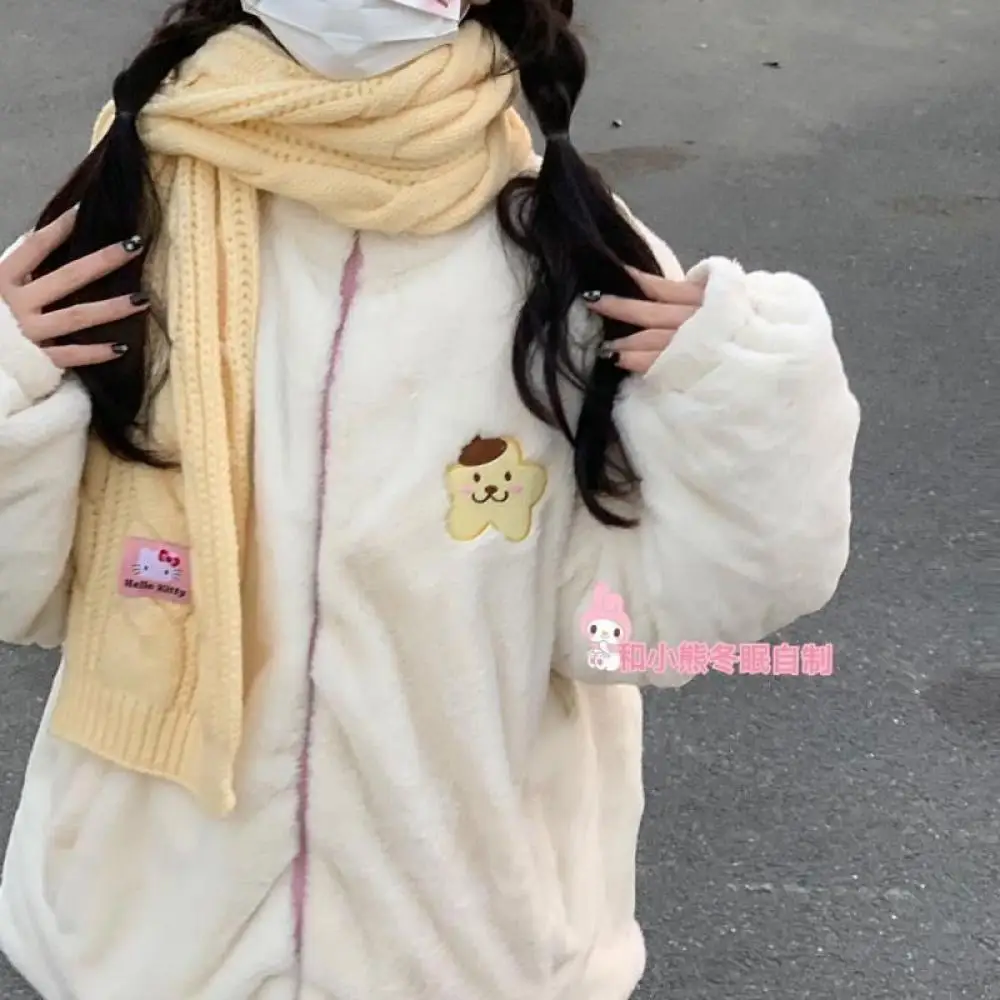 Piumino Kawaii Cappotto Hello Kitty Top reversibili da donna Sanrio Anime Winter Girls Giacca in cotone carino Cappotto caldo addensato