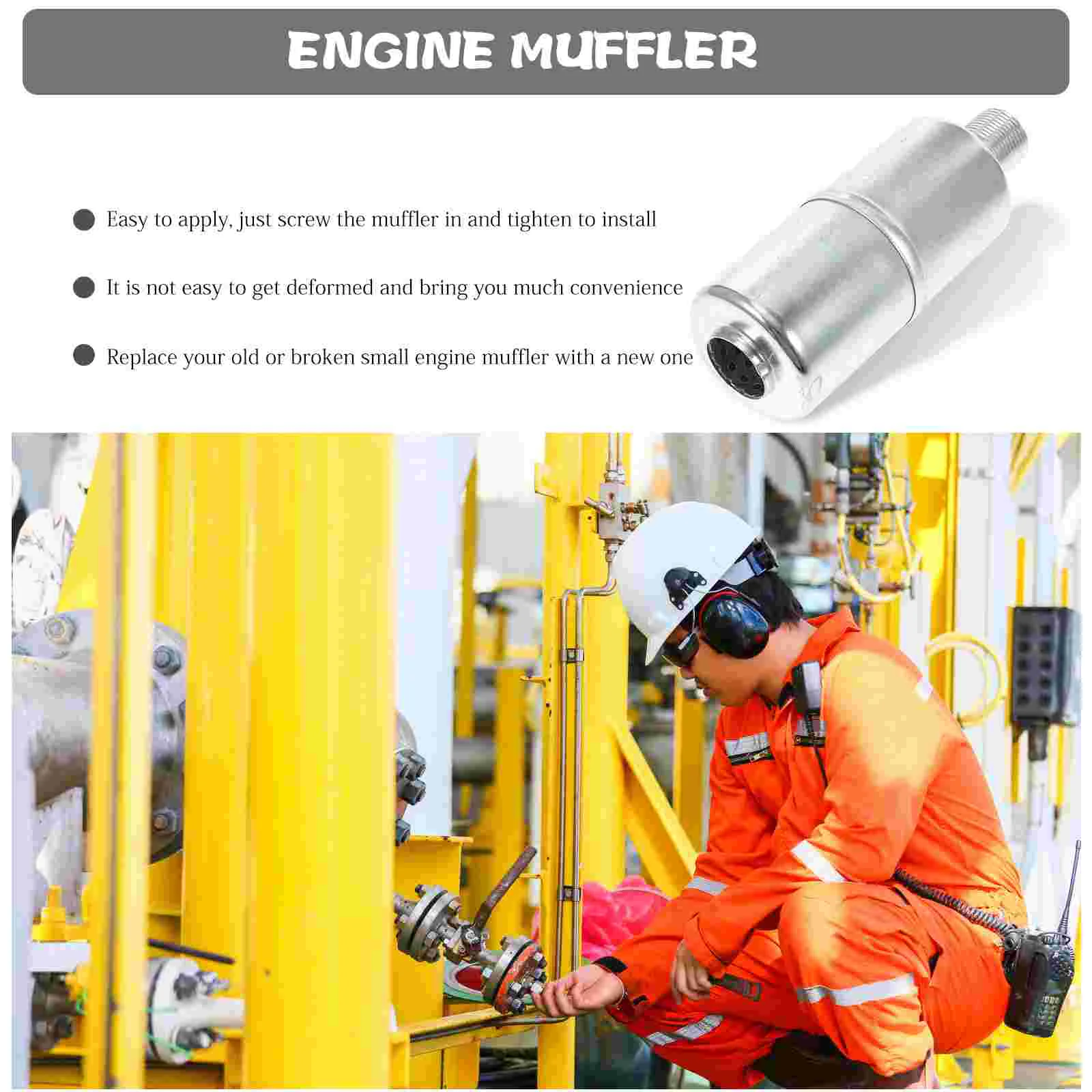 Exhaust Muffler for Lawn Mower 1/2 Inch Pipe Threaded Galvanized Steel Part Small Engine Equipment Accessory Universal Car